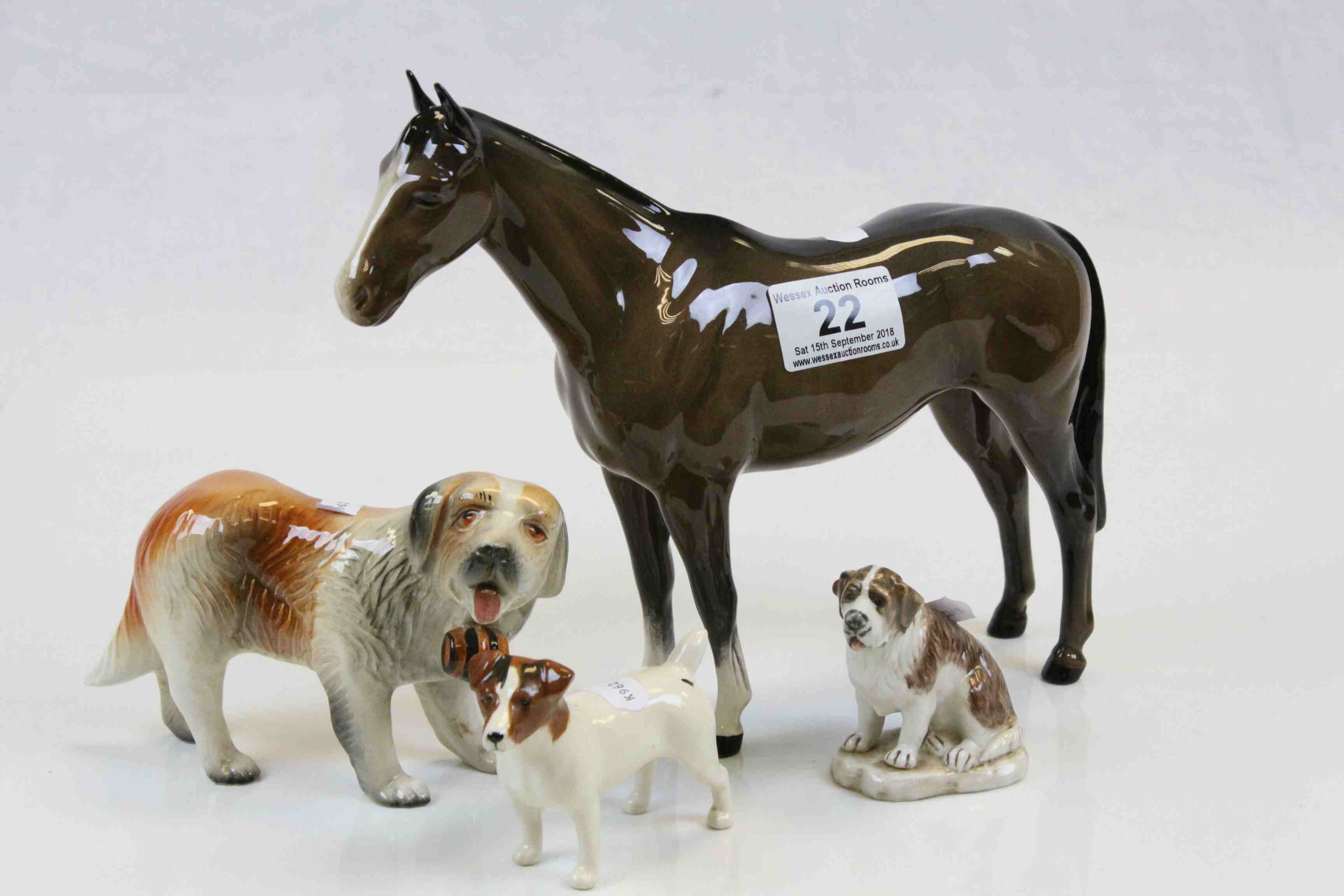 Beswick Horse, Jack Russell, Manuri St Bernard & a Melba Ware St Bernard