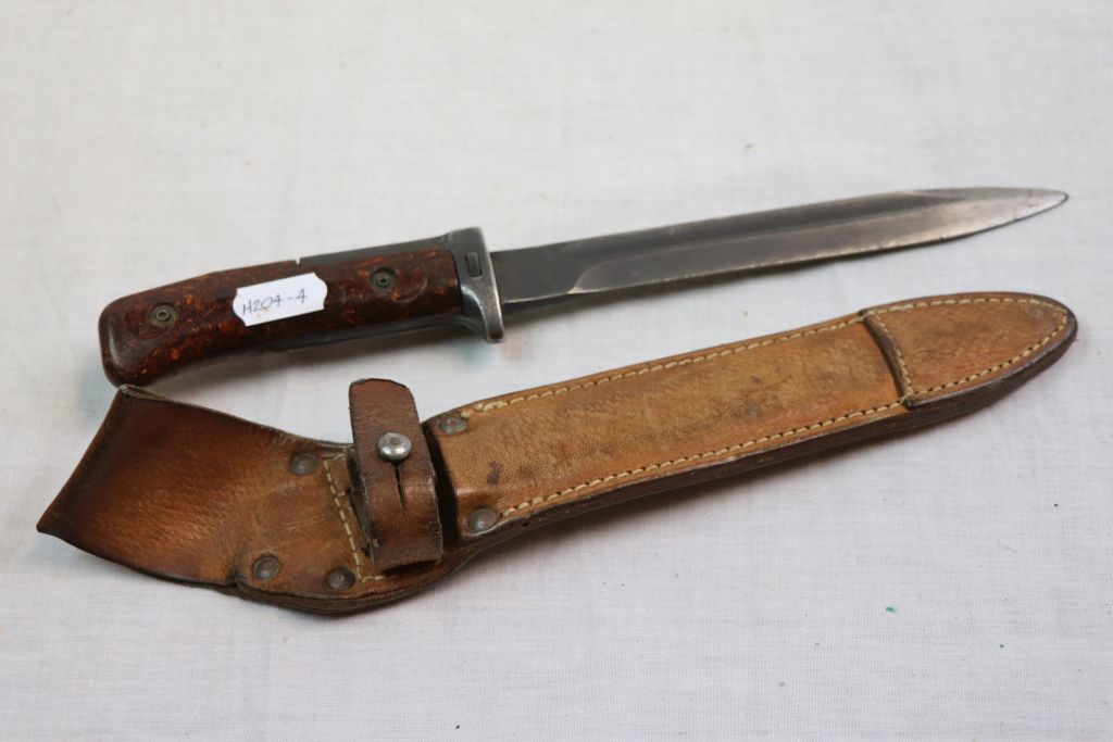 A Vintage Czech Military Vz58 Bayonet With Original Leather Scabbard.