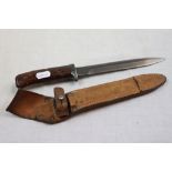 A Vintage Czech Military Vz58 Bayonet With Original Leather Scabbard.