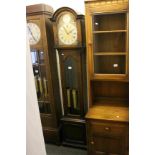 Mid 20th century Oak Longcase Clock with Westminster Chime, the brass and silvered face marked