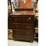 Mid 20th century Oak Chest of Four Long Drawers, 112cms high x 76cms wide