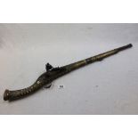 An Antique Late 19th Century Afgan / North African Gun With Decorative Inlay The Stock, Firing