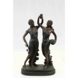 Resin Table Lamp in the form of Two Classical Maidens