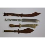 A Collection Of Four World War One / WW1 Trench Art Letter Openers.