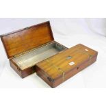 Pair of Brass banded Mahogany cased Stainless Steel Medical utensil cleaning trays, marked "Down