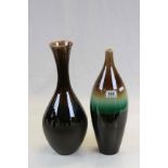 Persian Drip Glazed Bottle Shaped Vase 41cms high plus Persian Drip Glazed Slender Neck Vase 43cms