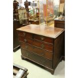 Georgian Mahogany Chest of Two over Three Drawers, oak lined drawers with swan neck handles,