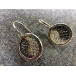 Pair of silver and cz Ying Yang earrings