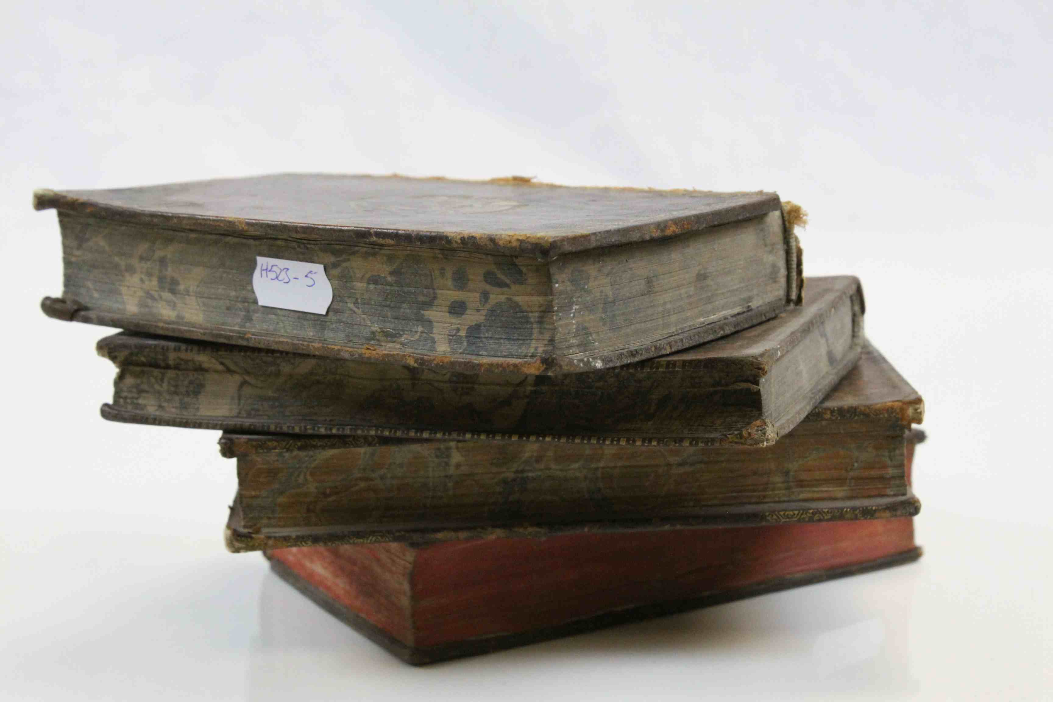 Stack of 3 concealed storage boxes disguised as 4 leather bound books - Image 4 of 6