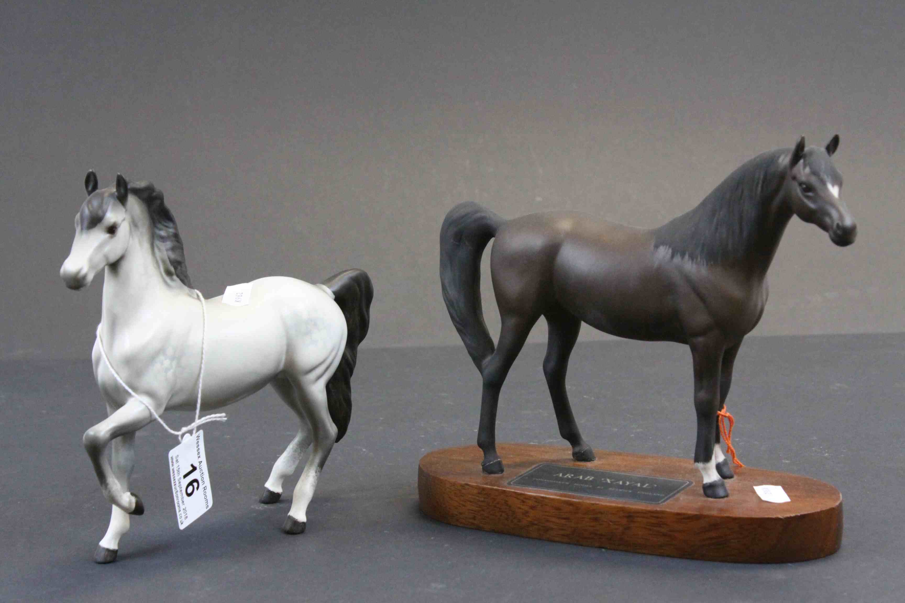 Beswick Connoisseur model horse "Arab Xayal" with wooden base & a Grey Arab