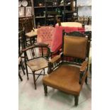 Two Late 19th / Early 20th century Chairs - Corner Chair and Salon Armchair