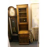 Ercol Oak Effect Display Cabinet with Single Glazed Door above a Single Drawer and Cupboard