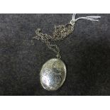 Large Hallmarked Silver Locket with Silver Chain