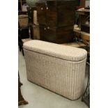 Large Cream Wicker Storage / Linen Basket with interior tray, 120cms long x 77cms high and 36cms