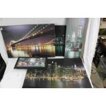 Modern School Selection of Artworks on Canvas relating to New York and a Framed Hologram (5)