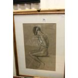 Early 20th century Pastel and Chalk, Study of a Nude Female in Seated Pose