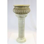 Ceramic Cream and Gold Finished Jardiniere on Stand