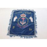 A World War Two Embroidered Velvet Royal Navy Souvenir Of Egypt 1944.