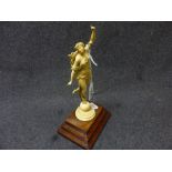 19th century French ivory figurine depicting dancing lady wearing draped Grecian dress raised on