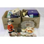 Two boxes of mixed collectables to include; Lilliput Lane, Stuart crystal, Aynsley etc