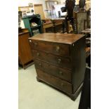 Georgian Mahogany Chest of Four Long Drawers with Circular Brass Ring Drop Handles raised on bracket