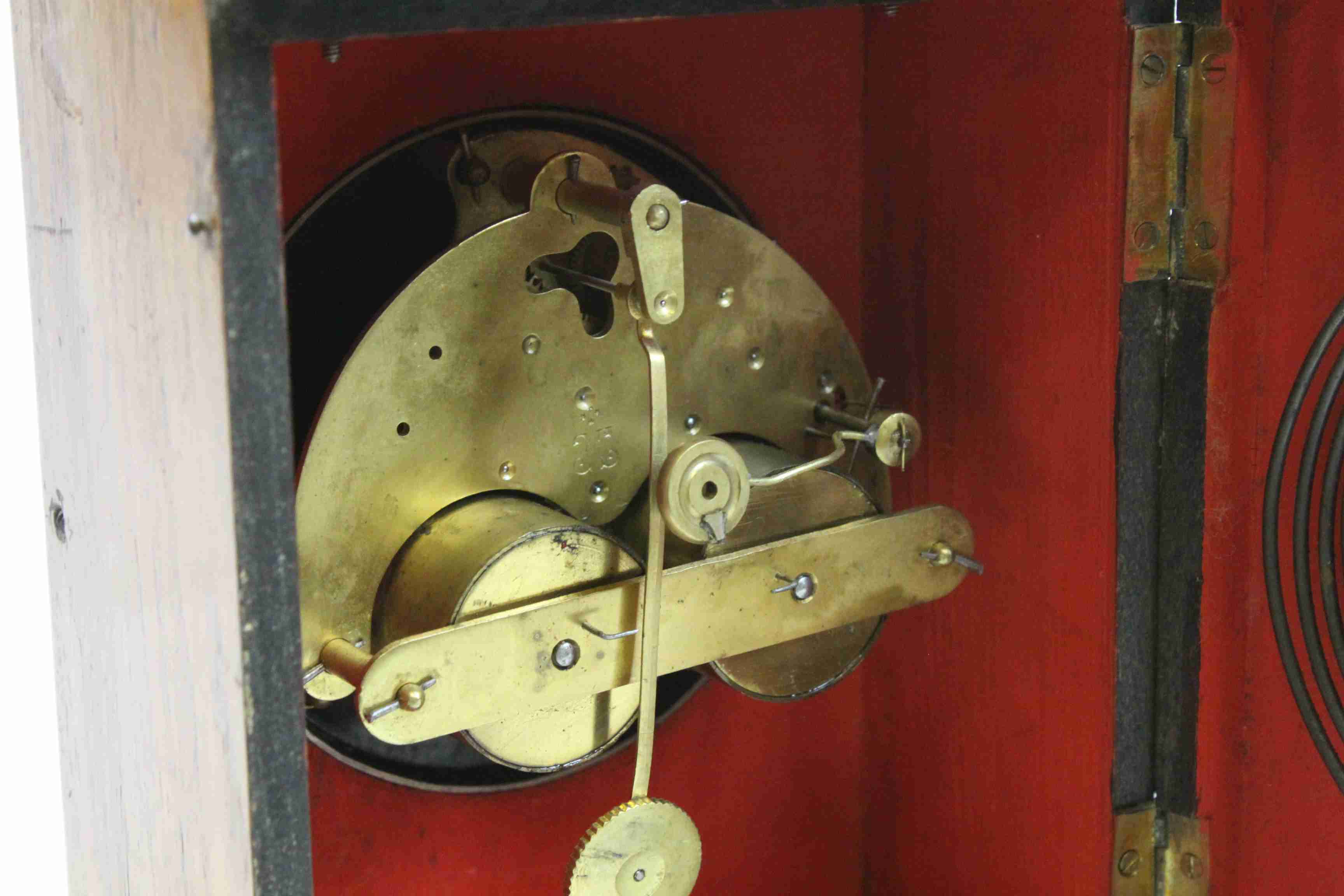 Wooden cased Key wind mantle clock with enamel dial, Brass fittings and Key - Image 2 of 5