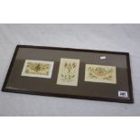 Three Framed World War One Silk Postcards.