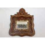 A World War One Era Swiss Military Wooden Photograph Frame With Detailed Layered Fretwork Panels