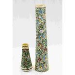 Pair of Persian Glazed Bamboo Vases, 70cms and 30cms high