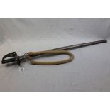 A Vintage Military Dress Sword With Original Scabbard.