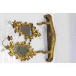 Fratelli Paoletti Firenze Ornate Gilded Wall Shelf and a Pair of Gilded Candle Wall Sconces (made in