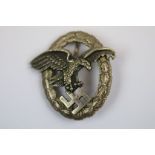 A World War Two / WW2 German Observers Award Badge. Two Point Rivet Fixing To The Rear, Pin And