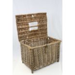 Vintage Wicker Fishing Basket with Shoulder Strap