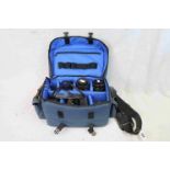 Soft Camera Case containing Canon A-1 Camera together with Various Lenses, Flash and other