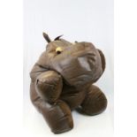 Leather Effect Footrest in the form of a Hippo