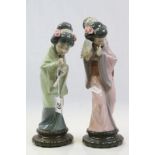 Two Lladro figures of Geisha Girls