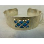 Hammered Silver and Enamel Set Bangle