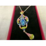 Silver and Enamel Pendant Necklace, Charles Horner Style