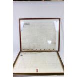 Two Framed and Glazed Indentures dated 1734 and 1827, both with framed with their original seals