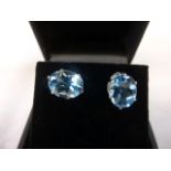 Pair of Silver and Blue Topaz Stud Earrings