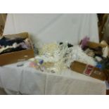 Vintage haberdashery to include vintage lace, silk fabric remnants, beaded and sequinned lace,