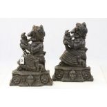 Two early 20th/late 19th C cast iron Judy from Punch and Judy door stops