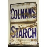 Vintage Enamel Sign ' Colman's Starch ', approximately 90cms x 60cms