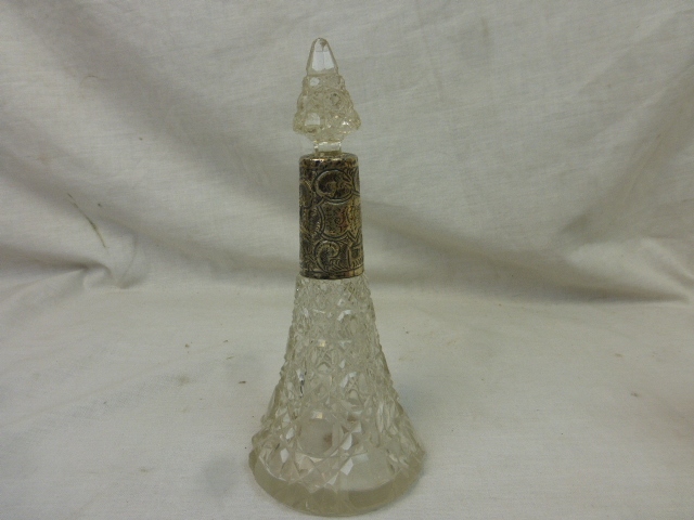 Silver collared dressing table scent bottle, silver plated dwarf candlestick, small novelty white - Image 3 of 6