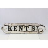 Victorian cast iron painted road sign 'Kent St'