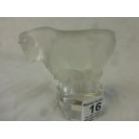 Nachtmann frosted glass paperweight figure depicting a standing bull raised on colourless glass