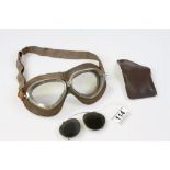 Pair of Vintage Googles and Pair of Vintage Folding Tinted Glass Covers