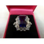 Silver CZ and Amethyst Coloured Emerald Cut Stone