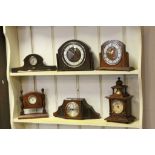 Six Vintage Wooden Cased Mantle Clocks