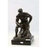 After Rodin, Bronze Effect Statue of a Seated Naked Man